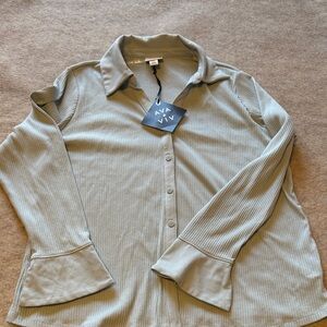 AVA and VIV NWT Light Blue Button Up T Shirt Top Size XXL